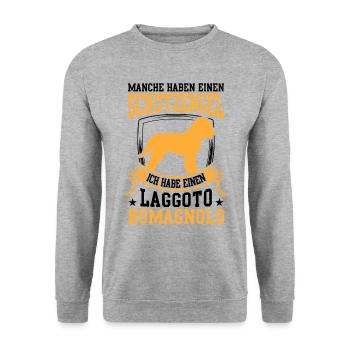 Habe einen Lagotto Romagnolo Wasserhund - Unisex Pullover - Weißgrau meliert - Vorne - Alina (178cm) & Michal (187cm)