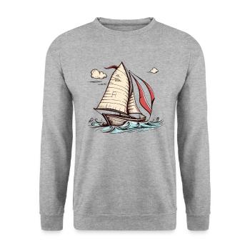 Boot Segelboot Segeln - Unisex Pullover - Weißgrau meliert - Vorne - Alina (178cm) & Michal (187cm)