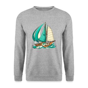 Boot Segelboot Segeln - Unisex Pullover - Weißgrau meliert - Vorne - Alina (178cm) & Michal (187cm)