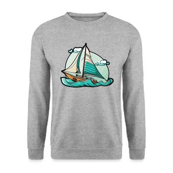 Boot Segelboot Segeln - Unisex Pullover - Weißgrau meliert - Vorne - Alina (178cm) & Michal (187cm)