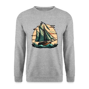 Boot Segelboot Segeln - Unisex Pullover - Weißgrau meliert - Vorne - Alina (178cm) & Michal (187cm)