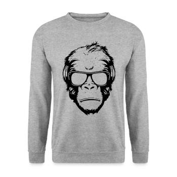 Cool monkey with sunglasses and headphones - Unisex Sweatshirt - salt & pepper - Front - Alina (178cm) & Michal (187cm)