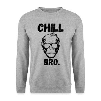 Chill Bro Affe mit Sonnenbrille Lustiges Outfit - Unisex Pullover - Weißgrau meliert - Vorne - Alina (178cm) & Michal (187cm)