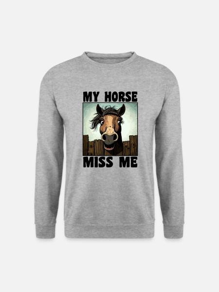 Lustiger Pferde Spruch - Unisex Pullover - Weißgrau meliert
