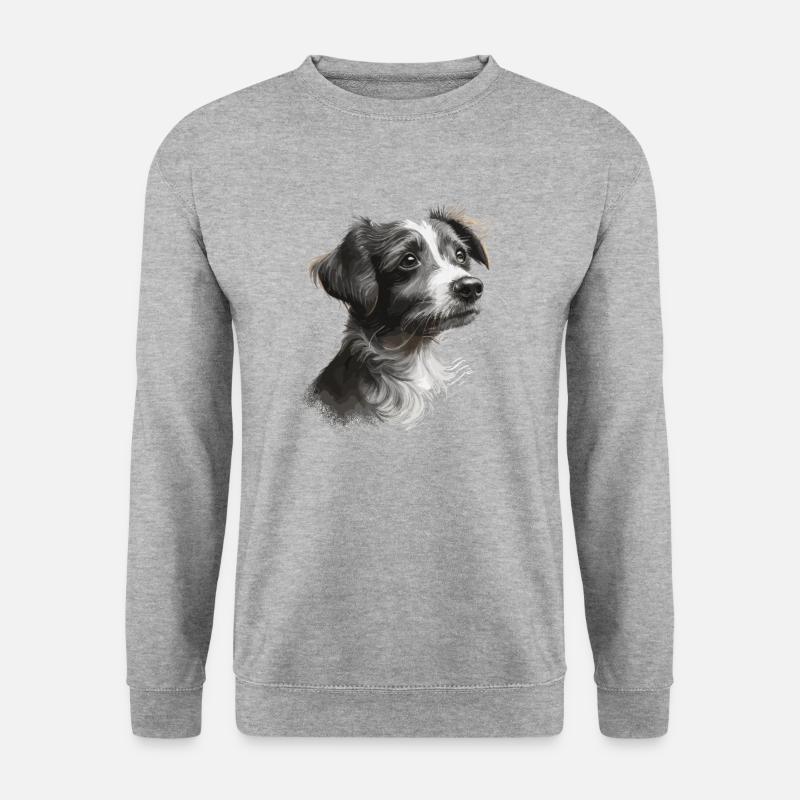 Hund - Unisex Pullover - Weißgrau meliert
