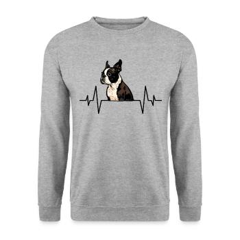 Boston Terrier Dog Heartbeat - Unisex Sweatshirt - salt & pepper - Front - Alina (178cm) & Michal (187cm)