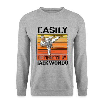 Easily Distracted By Taekwondo - Unisex Pullover - Weißgrau meliert - Vorne - Alina (178cm) & Michal (187cm)
