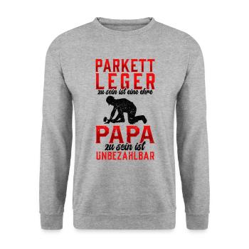 Parkettleger sein ist eine Ehre Fußbodenleger - Unisex Pullover - Weißgrau meliert - Vorne - Alina (178cm) & Michal (187cm)