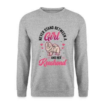 Fille et son Wolfspitz German Keeshond - Sweat-shirt Unisexe - gris chiné - Devant - Alina (178cm) & Michal (187cm)