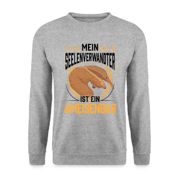 Ameisenbär ist Seelenverwandter Ameisenfresser - Unisex Pullover - Weißgrau meliert - Vorne - Alina (178cm) & Michal (187cm)