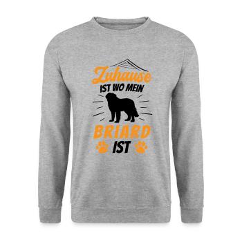 Zuhause ist wo mein Briard ist Berger de Brie - Unisex Pullover - Weißgrau meliert - Vorne - Alina (178cm) & Michal (187cm)