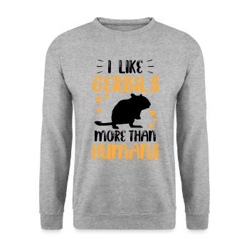 Gerbille ressemble plus à un rongeur Gerbille - Sweat-shirt Unisexe - gris chiné - Devant - Alina (178cm) & Michal (187cm)