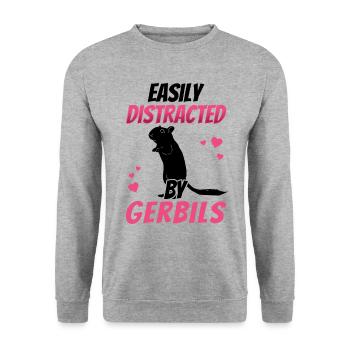 Distrait par un rongeur gerbille - Sweat-shirt Unisexe - gris chiné - Devant - Alina (178cm) & Michal (187cm)