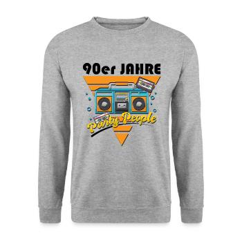 90er - Jahre - Party - People - Unisex Pullover - Weißgrau meliert - Vorne - Alina (178cm) & Michal (187cm)