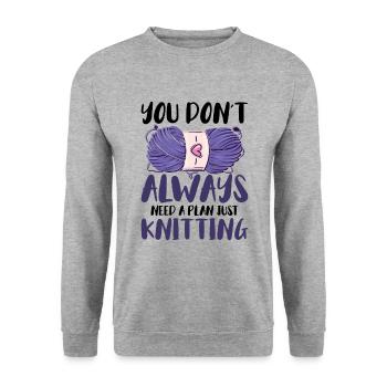 You dont always need a plan - just Knitting - Unisex Pullover - Weißgrau meliert - Vorne - Alina (178cm) & Michal (187cm)