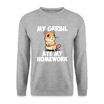 Gerbil ate my homework, gerbil - Unisex Sweatshirt - salt & pepper - Front - Alina (178cm) & Michal (187cm)