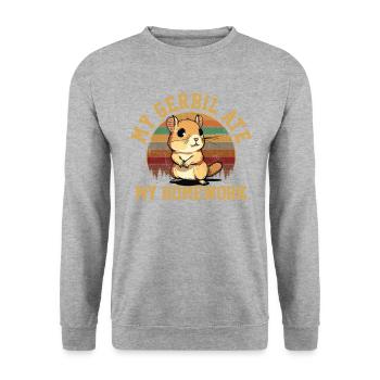 Gerbil ate my homework, gerbil - Unisex Sweatshirt - salt & pepper - Front - Alina (178cm) & Michal (187cm)