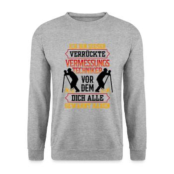Verrückter Vermessungstechniker Vermesser - Unisex Pullover - Weißgrau meliert - Vorne - Alina (178cm) & Michal (187cm)