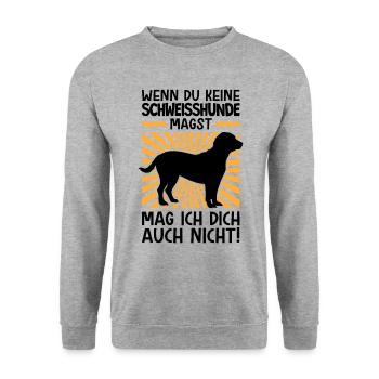 Hannoverscher Schweißhund nicht mögen - Unisex Pullover - Weißgrau meliert - Vorne - Alina (178cm) & Michal (187cm)