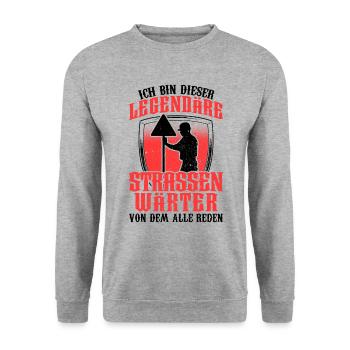 Legendärer Straßenwärter Straßenbauer - Unisex Pullover - Weißgrau meliert - Vorne - Alina (178cm) & Michal (187cm)