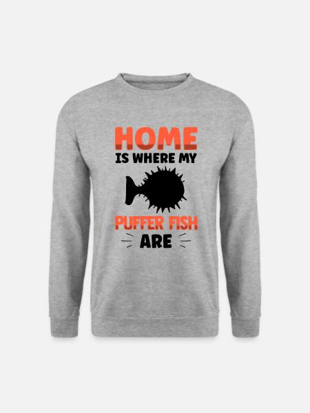 Kugelfisch ist mein Zuhause Riesenkugelfisch - Unisex Pullover - Weißgrau meliert