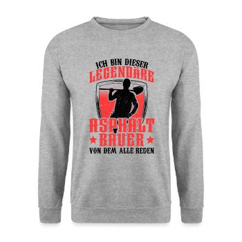 Legendärer Asphaltbauer Straßenbauer - Unisex Pullover - Weißgrau meliert - Vorne - Alina (178cm) & Michal (187cm)