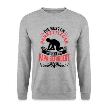Parkettleger wird zum Papa Fußbodenleger - Unisex Pullover - Weißgrau meliert - Vorne - Alina (178cm) & Michal (187cm)