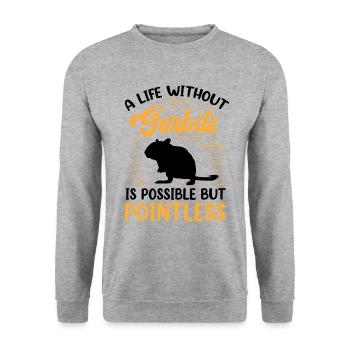 La vie sans rongeur gerbille Gerbille - Sweat-shirt Unisexe - gris chiné - Devant - Alina (178cm) & Michal (187cm)