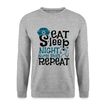 Eat Sleep Night Nurse Shift Repeat - Unisex Pullover - Weißgrau meliert - Vorne - Alina (178cm) & Michal (187cm)