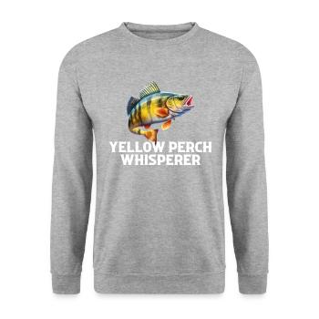 Yellow Perch whisperer, Yellow Perch - Unisex Sweatshirt - salt & pepper - Front - Alina (178cm) & Michal (187cm)