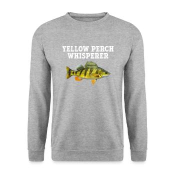 Yellow Perch whisperer, Yellow Perch - Unisex Sweatshirt - salt & pepper - Front - Alina (178cm) & Michal (187cm)