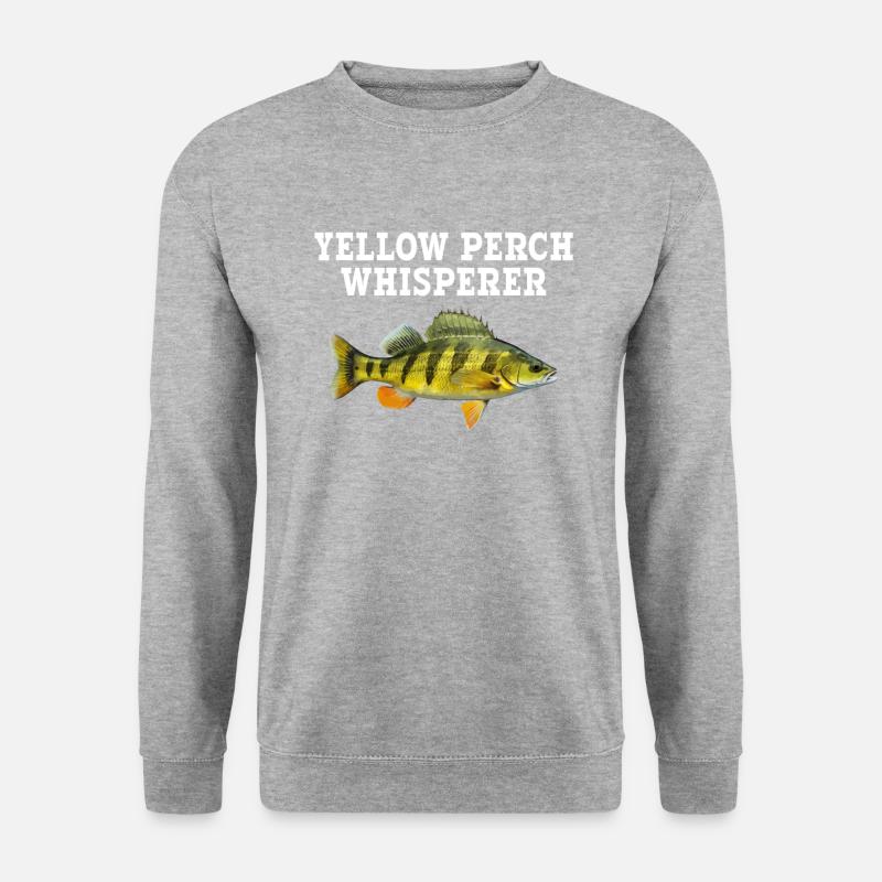 Yellow Perch whisperer, Yellow Perch - Unisex Pullover - Weißgrau meliert
