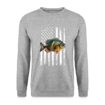 Bluegill American Flag - Unisex Sweatshirt - salt & pepper - Front - Alina (178cm) & Michal (187cm)
