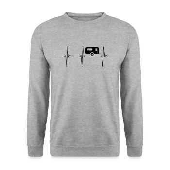 Caravan ECG heartbeat - Unisex Sweatshirt - salt & pepper - Front - Alina (178cm) & Michal (187cm)