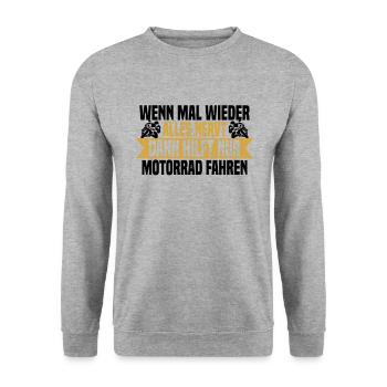 Wenn mal wieder alles nervt Motorrad Fahren - Unisex Pullover - Weißgrau meliert - Vorne - Alina (178cm) & Michal (187cm)