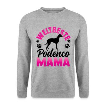 Beste Podenco Mama spanischer Windhund - Unisex Pullover - Weißgrau meliert - Vorne - Alina (178cm) & Michal (187cm)