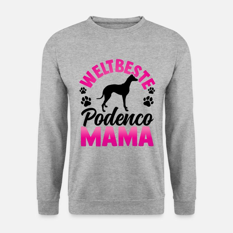 Beste Podenco Mama spanischer Windhund - Unisex Pullover - Weißgrau meliert