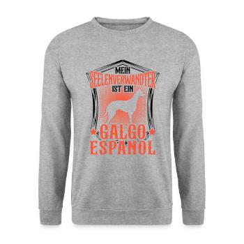 Galgo Espanol ist Seelenverwandter Windhund - Unisex Pullover - Weißgrau meliert - Vorne - Alina (178cm) & Michal (187cm)
