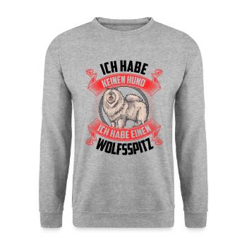 Ich habe einen Wolfsspitz Deutscher Keeshond - Unisex Pullover - Weißgrau meliert - Vorne - Alina (178cm) & Michal (187cm)
