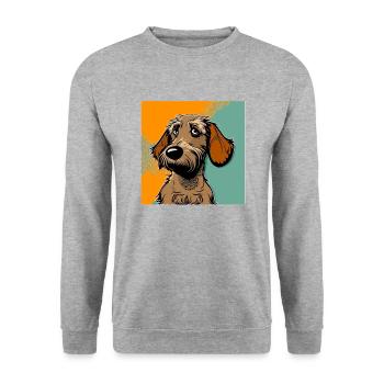 Chien dans le style comique - Sweat-shirt Unisexe - gris chiné - Devant - Alina (178cm) & Michal (187cm)