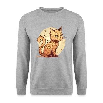 Cat in comic style - Unisex Sweatshirt - salt & pepper - Front - Alina (178cm) & Michal (187cm)