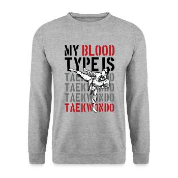My Blood Type Is Taekwondo - Unisex Pullover - Weißgrau meliert - Vorne - Alina (178cm) & Michal (187cm)