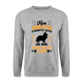 Shetland Sheepdog schnarcht lauter Sheltie - Unisex Pullover - Weißgrau meliert - Vorne - Alina (178cm) & Michal (187cm)