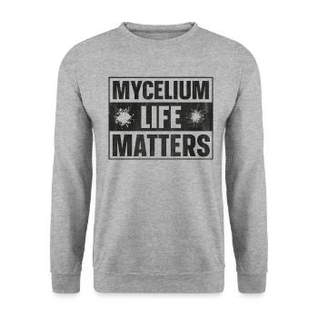 Mycélium Life Matters Chasse aux champignons - Sweat-shirt Unisexe - gris chiné - Devant - Alina (178cm) & Michal (187cm)