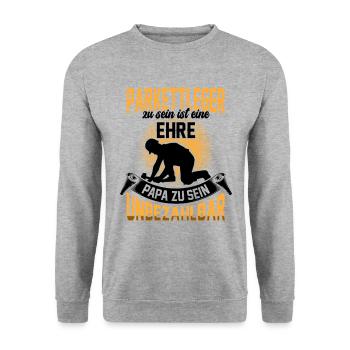 Parkettleger sein ist eine Ehre Fußbodenleger - Unisex Pullover - Weißgrau meliert - Vorne - Alina (178cm) & Michal (187cm)