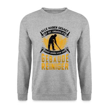 Gebäudereiniger unmöglich Fensterputzer - Unisex Pullover - Weißgrau meliert - Vorne - Alina (178cm) & Michal (187cm)