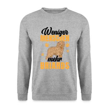 Mehr Briards Berger de Brie - Unisex Pullover - Weißgrau meliert - Vorne - Alina (178cm) & Michal (187cm)