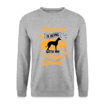 Galgo Español vous fait plaisir Lévrier espagnol - Sweat-shirt Unisexe - gris chiné - Devant - Alina (178cm) & Michal (187cm)