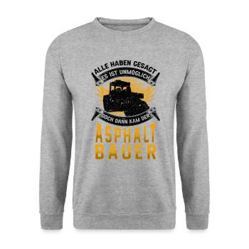 Asphaltbauer unmöglich Straßenbauer - Unisex Pullover - Weißgrau meliert - Vorne - Alina (178cm) & Michal (187cm)