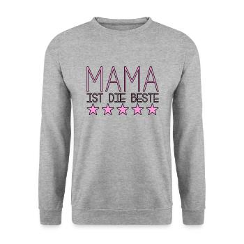 Mama ist die beste - Unisex Pullover - Weißgrau meliert - Vorne - Alina (178cm) & Michal (187cm)